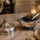 Antique Decorative Caviar Dish Caviar Serving, Silver Quadruple Plate Lid, Spoon