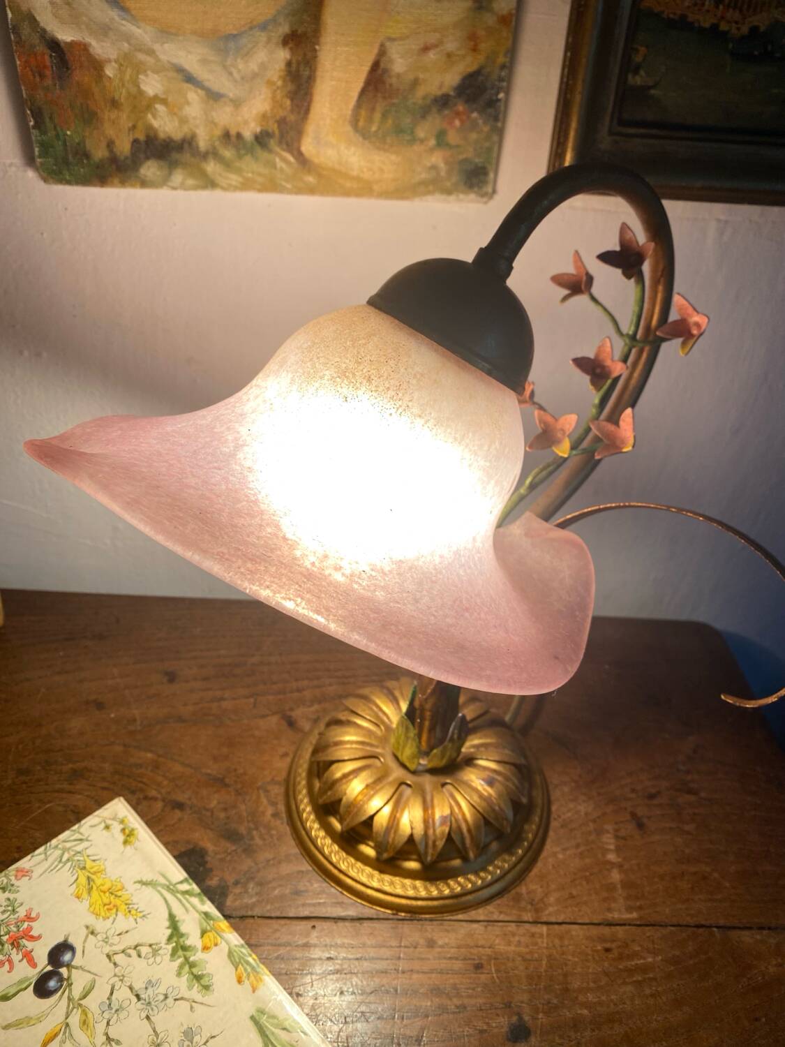 Vintage flower and foliage lamp, Italy, 1960s
