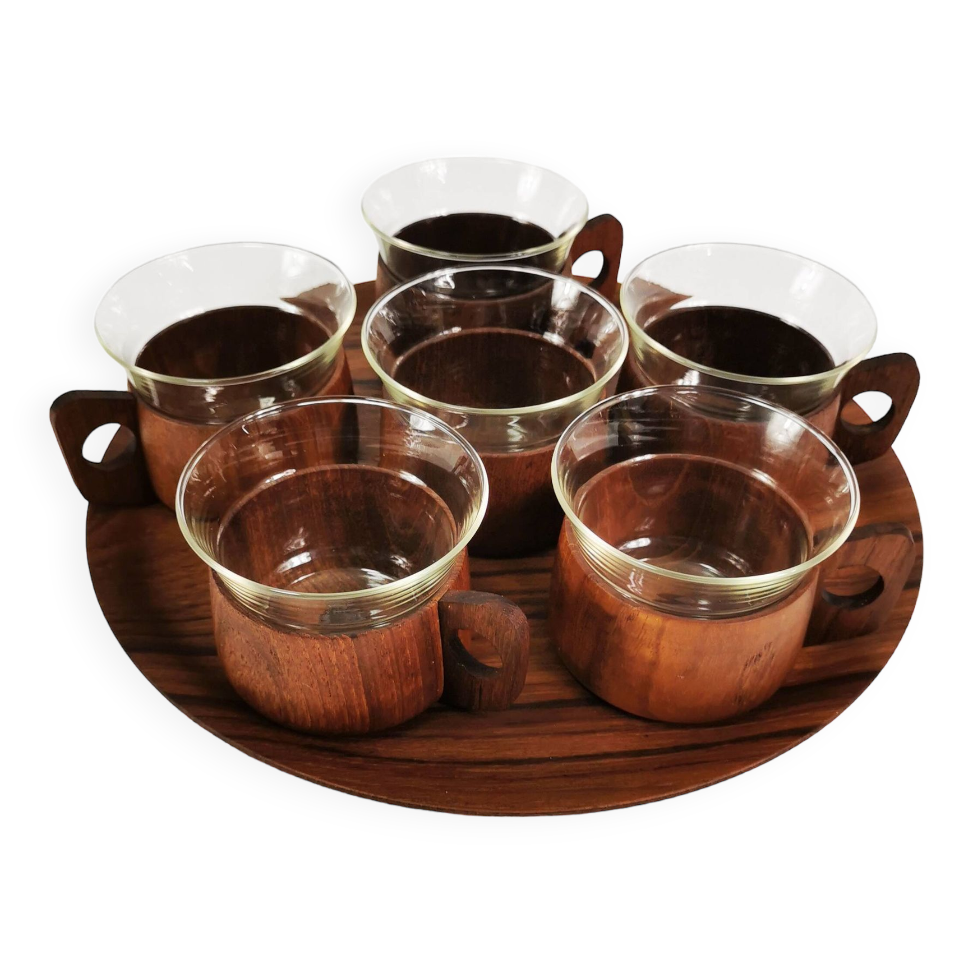 Teak coffee and tea set Schott & Gen Mainz Germany, 1970s.