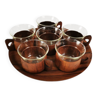 Teak coffee and tea set Schott & Gen Mainz Germany, 1970s.