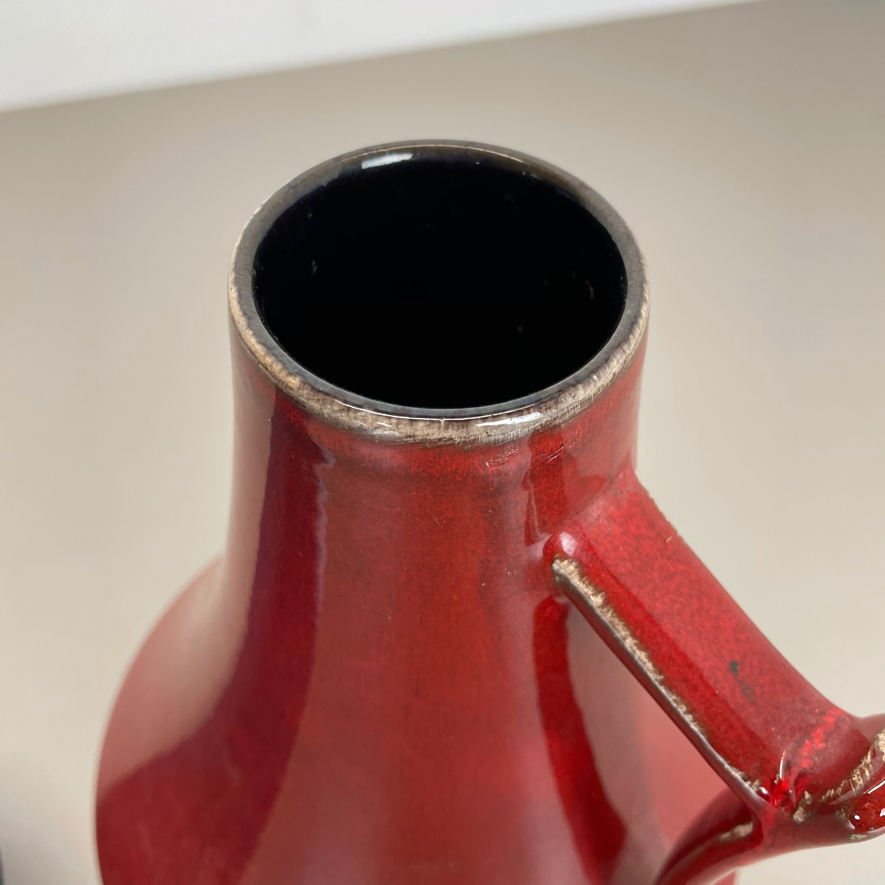 Set of two pottery fat lava vases "black-red" by Jopeko, Germany, 1970s modern