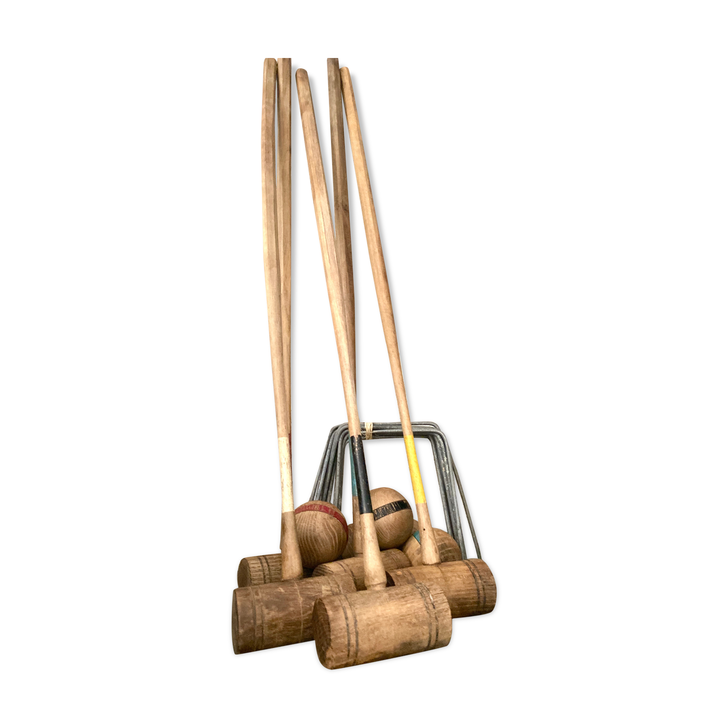 Old wooden croquet game