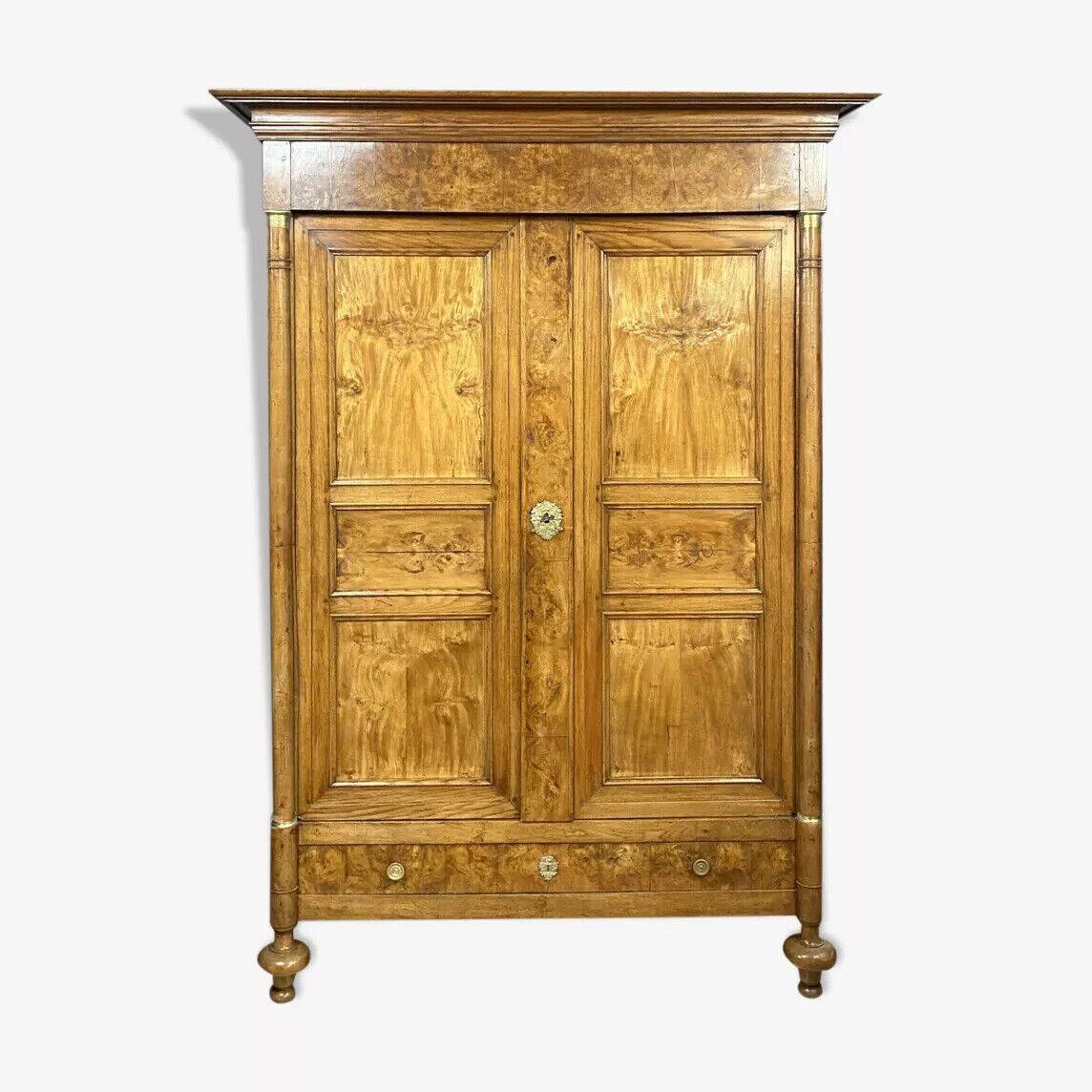 Empire period wardrobe in elm in blond oak circa 1810