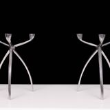 Pair aluminum 3 arms spider candle sticks de bijenkorf 1970s