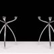 Pair aluminum 3 arms spider candle sticks de bijenkorf 1970s