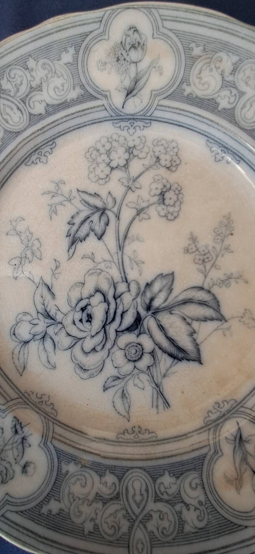 Assiettes en faïence anglaise. 19ème.  Grosvenor China