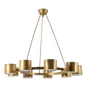 Lustre circulaire en laiton doré