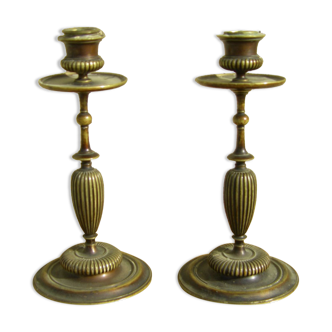 Pair of bronze candlesticks