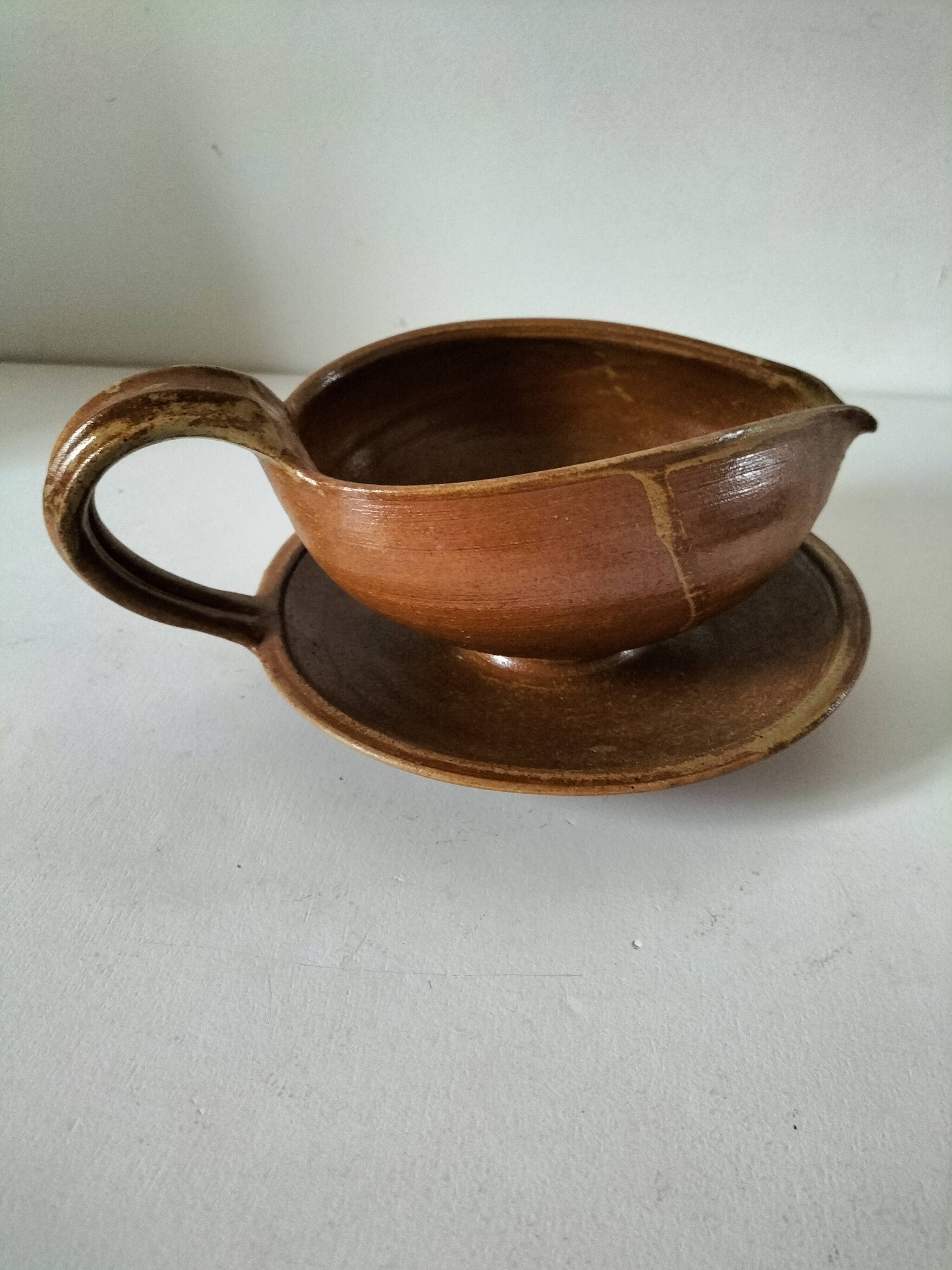 Handcrafted stoneware gravy boat