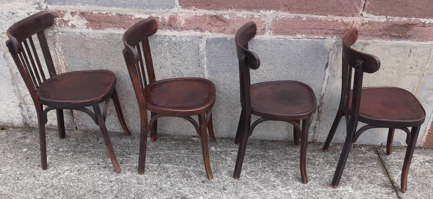 Chaises bistrot Baumann, années 50. (Lot de 4)