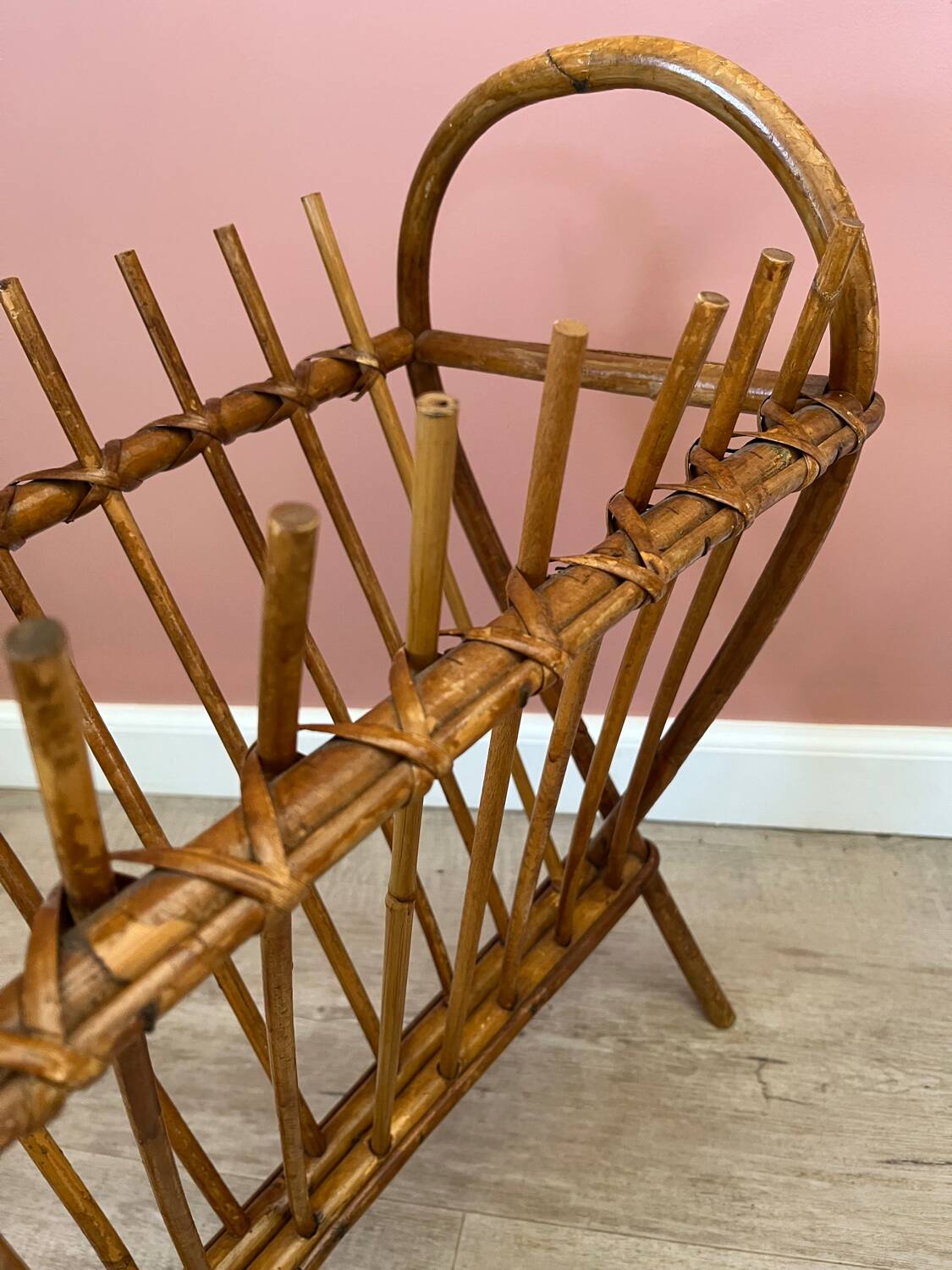 Rattan wicker magazine rack