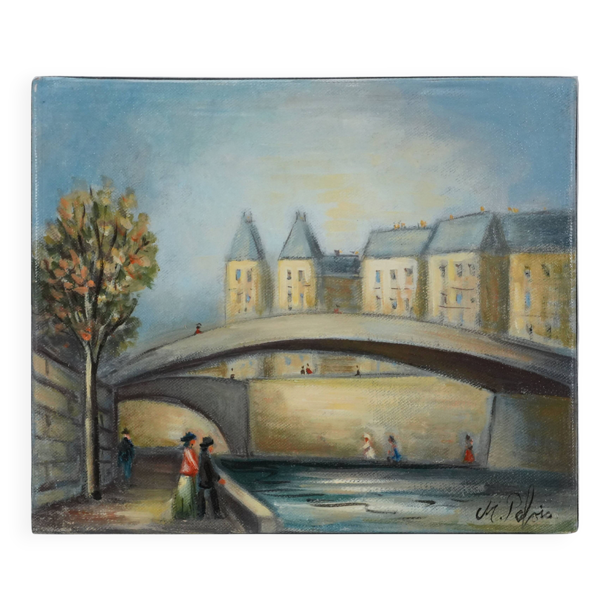 Michel Pabois : Paris, vue sur la Conciergerie depuis les quais, huile sur toile originale signée