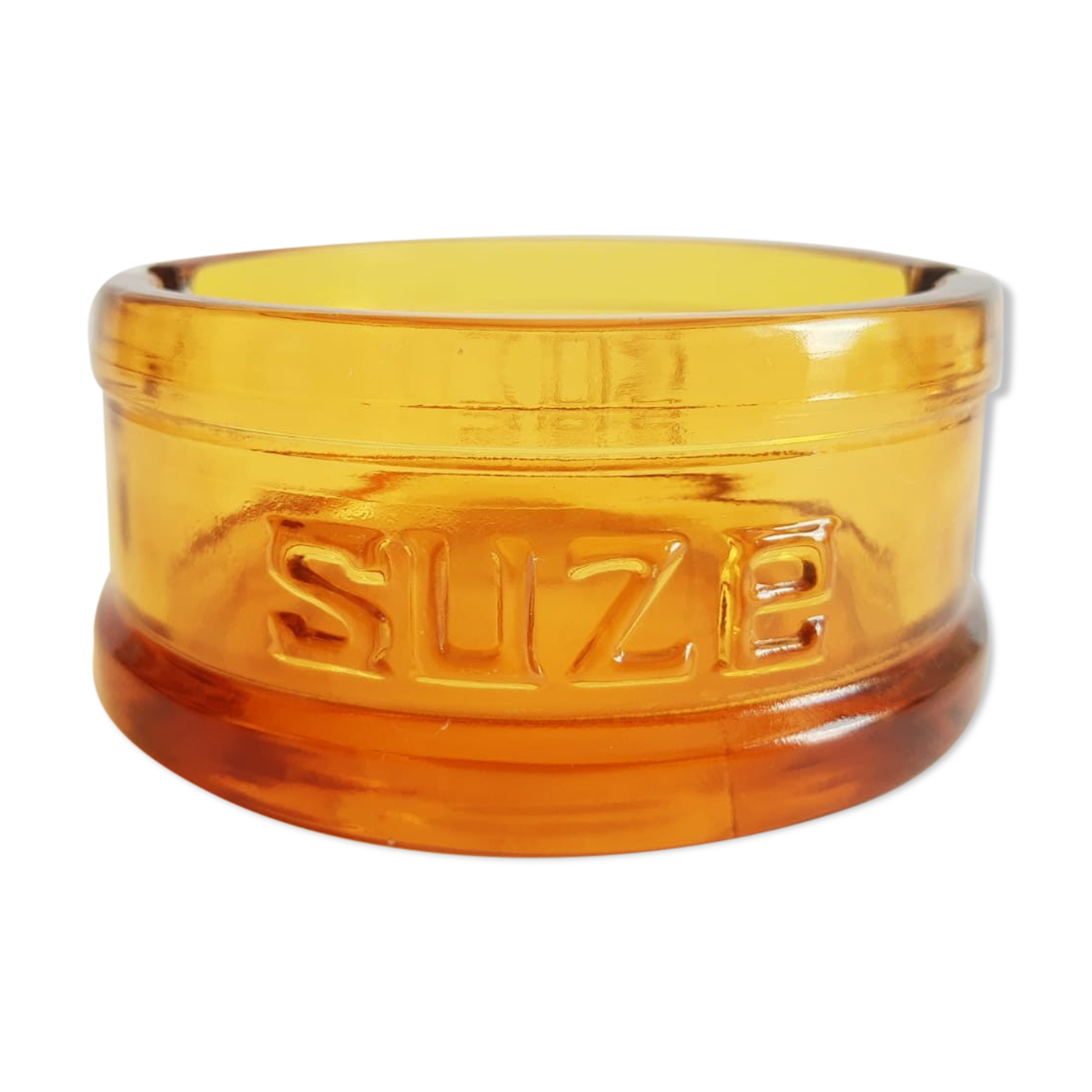 Advertising ashtray Suze amber glass