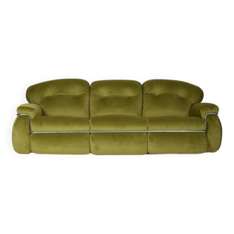 Vintage Italian 3-seater green sofa