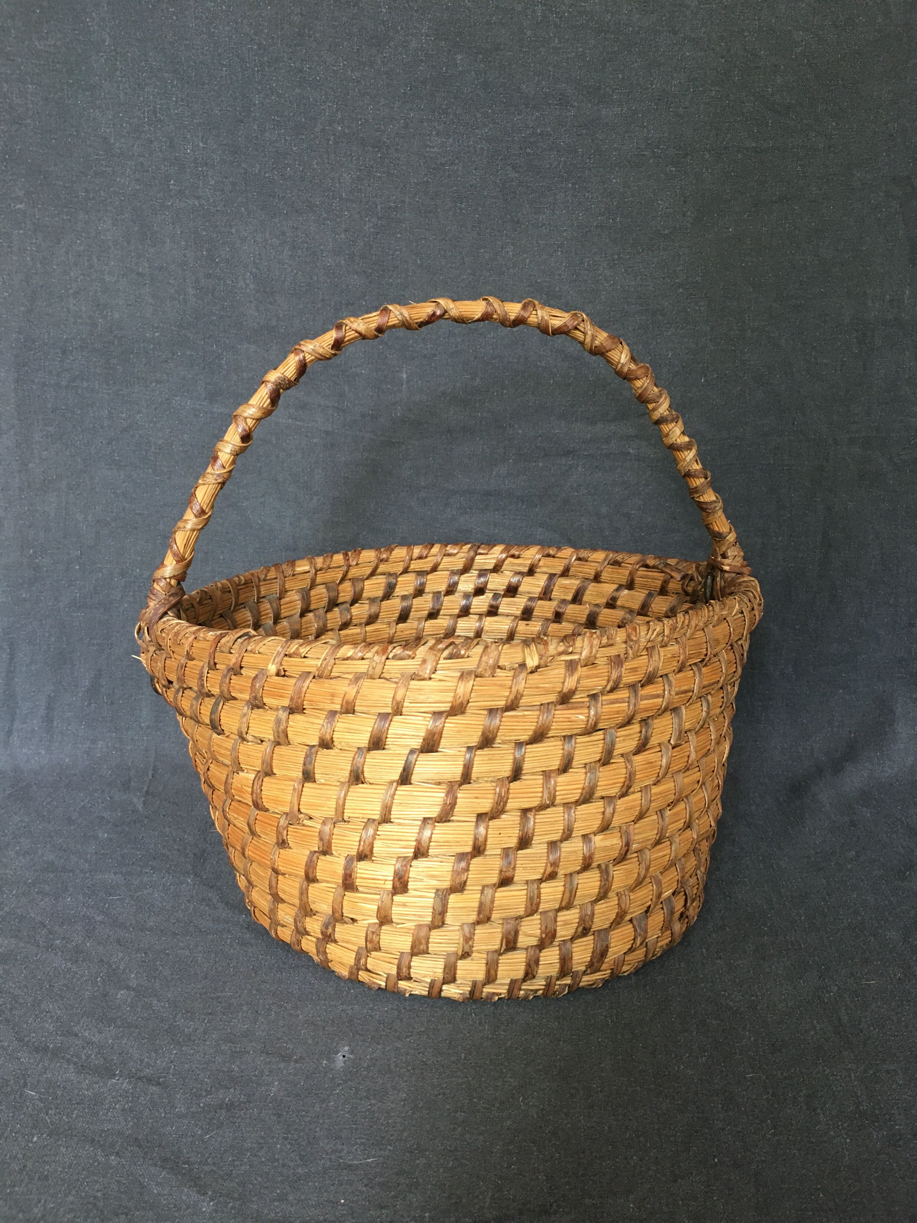 Woven straw handle basket
