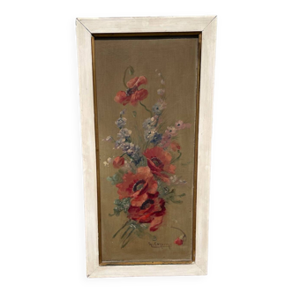 Tableau bouquet de fleurs sur huile  :signé G.CORDIER