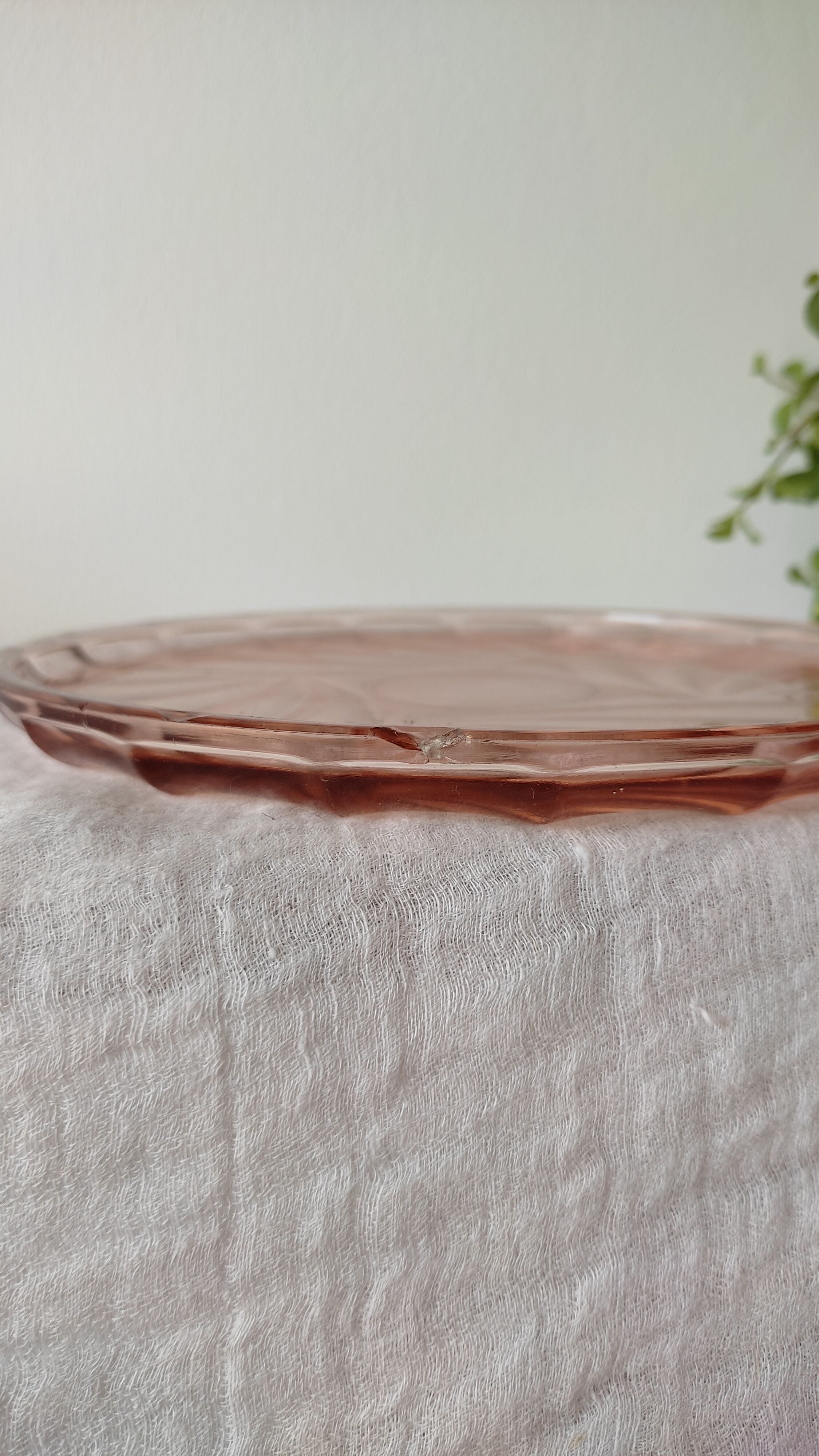 Old cheese or dessert bell and its pink art deco pressed glass tray