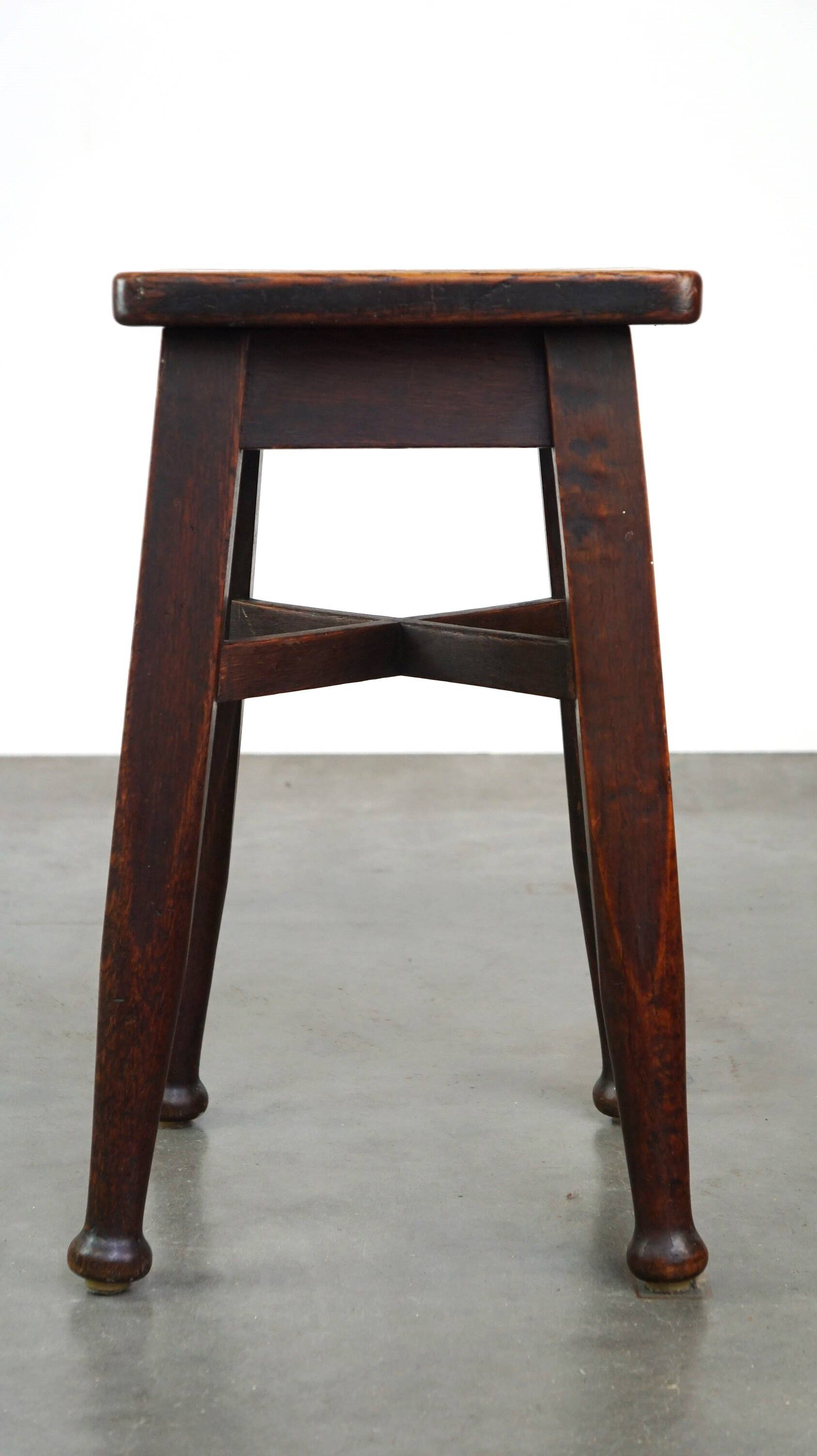 Antique solid oak English stool by Gaskell & Chambers Ltd