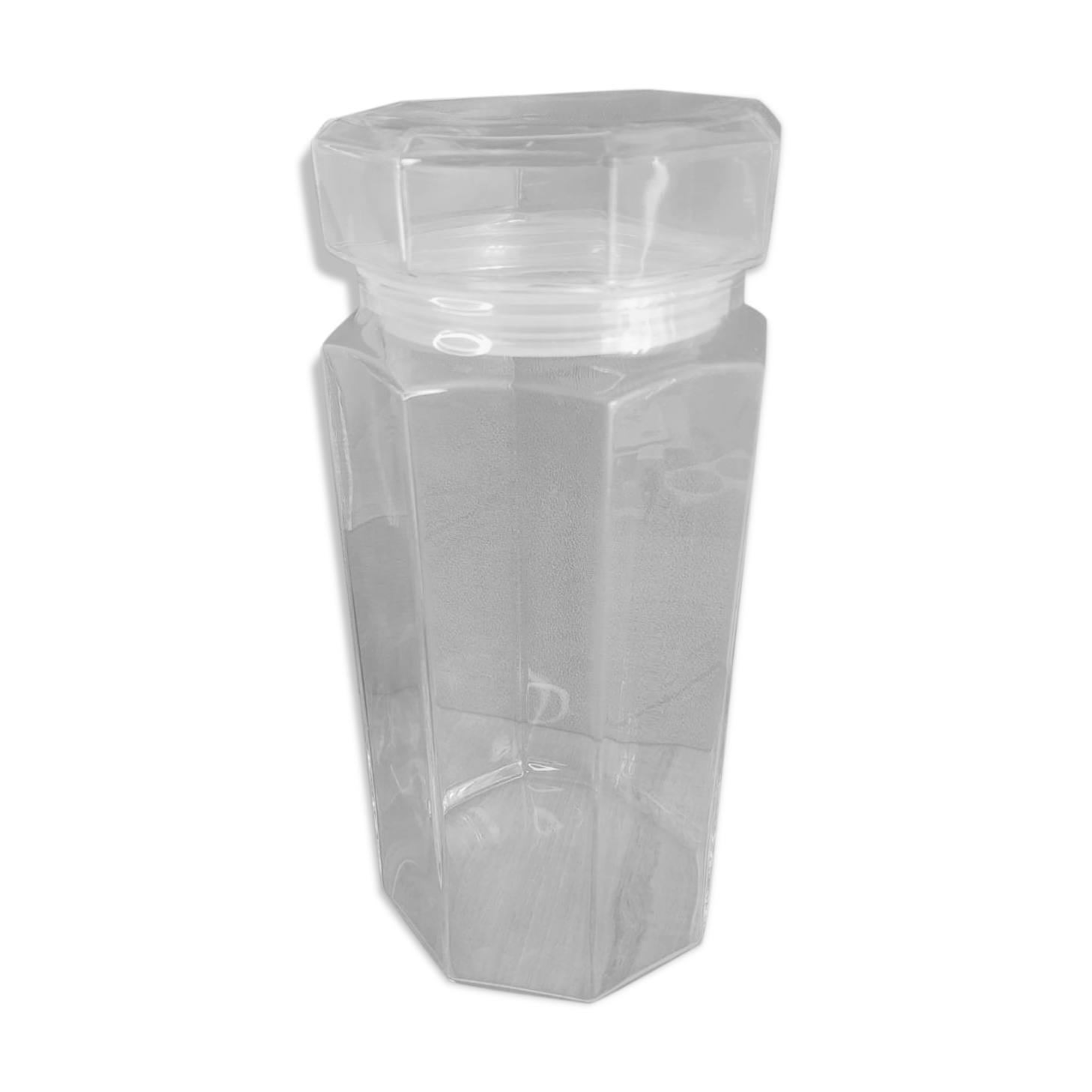 Large octagonal hermetic jar luminarc France vintage
