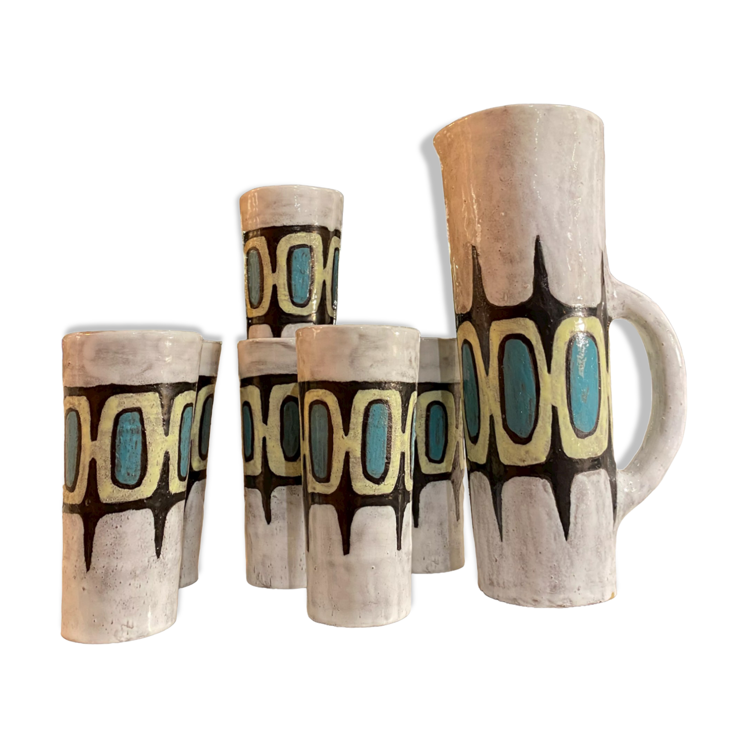 Juice service / orangeade ceramist Manoy 60s