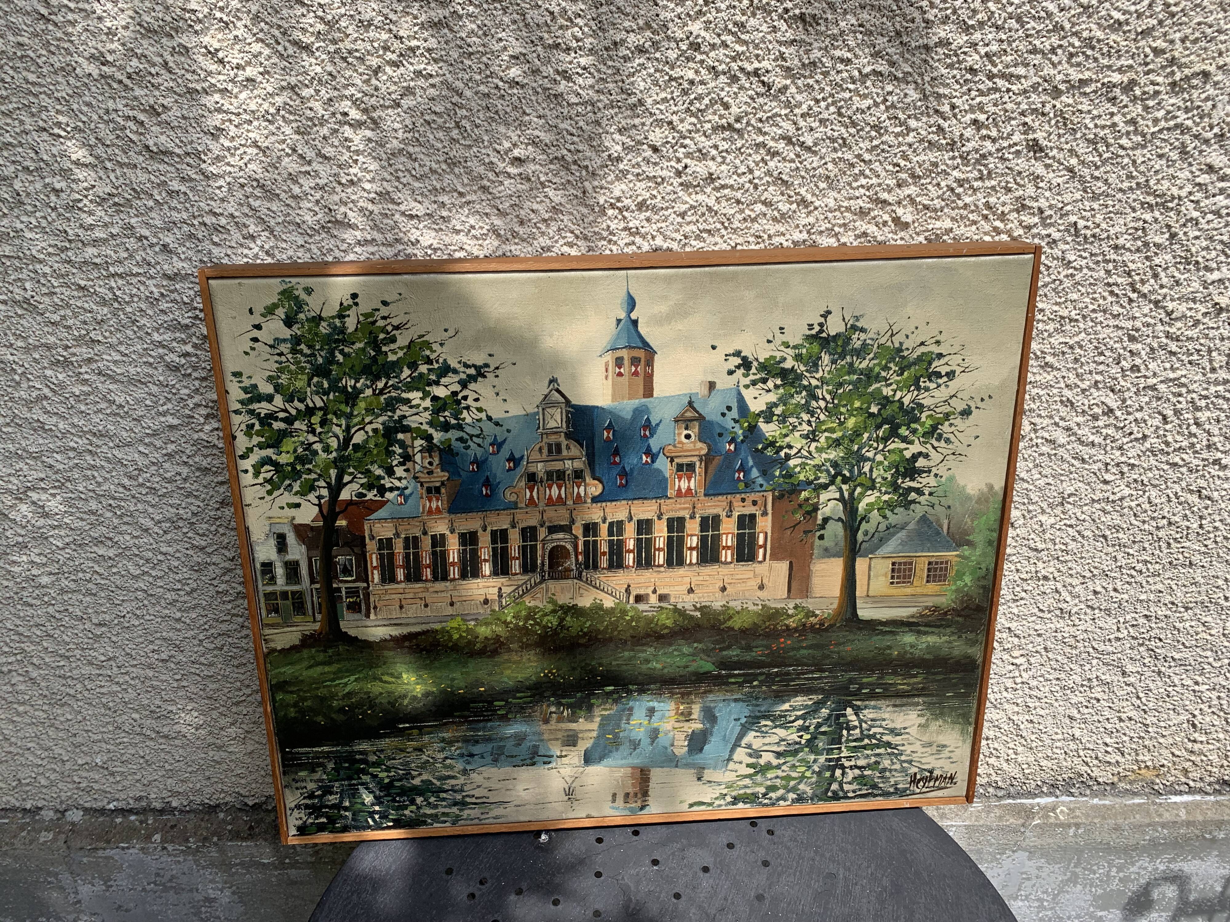 Painting monument architecture netherlands signed by Willem Heytman vintage