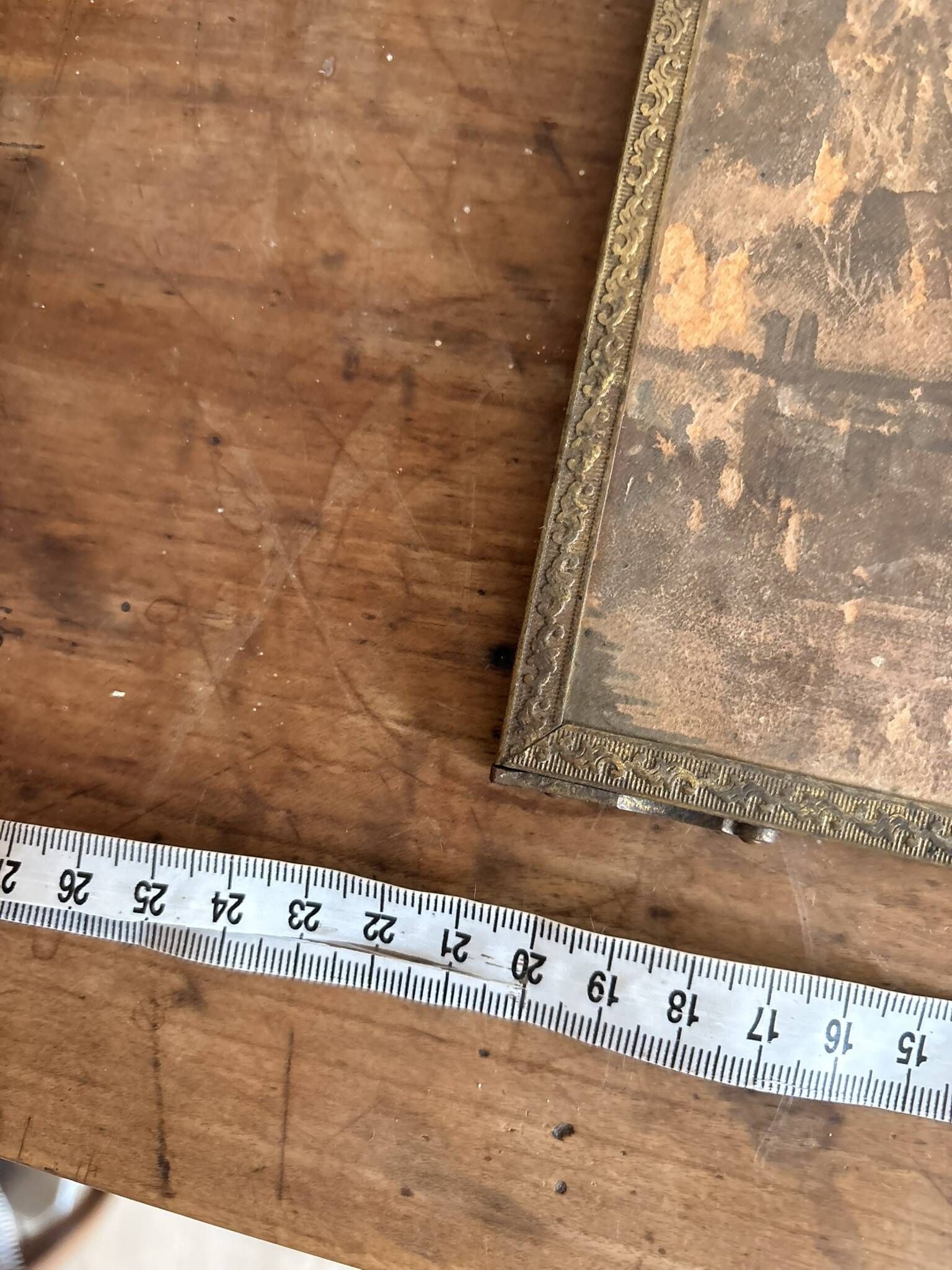 Antique Courteous Mirror Hanging Gallant Scene 19th Century Barber Chainette