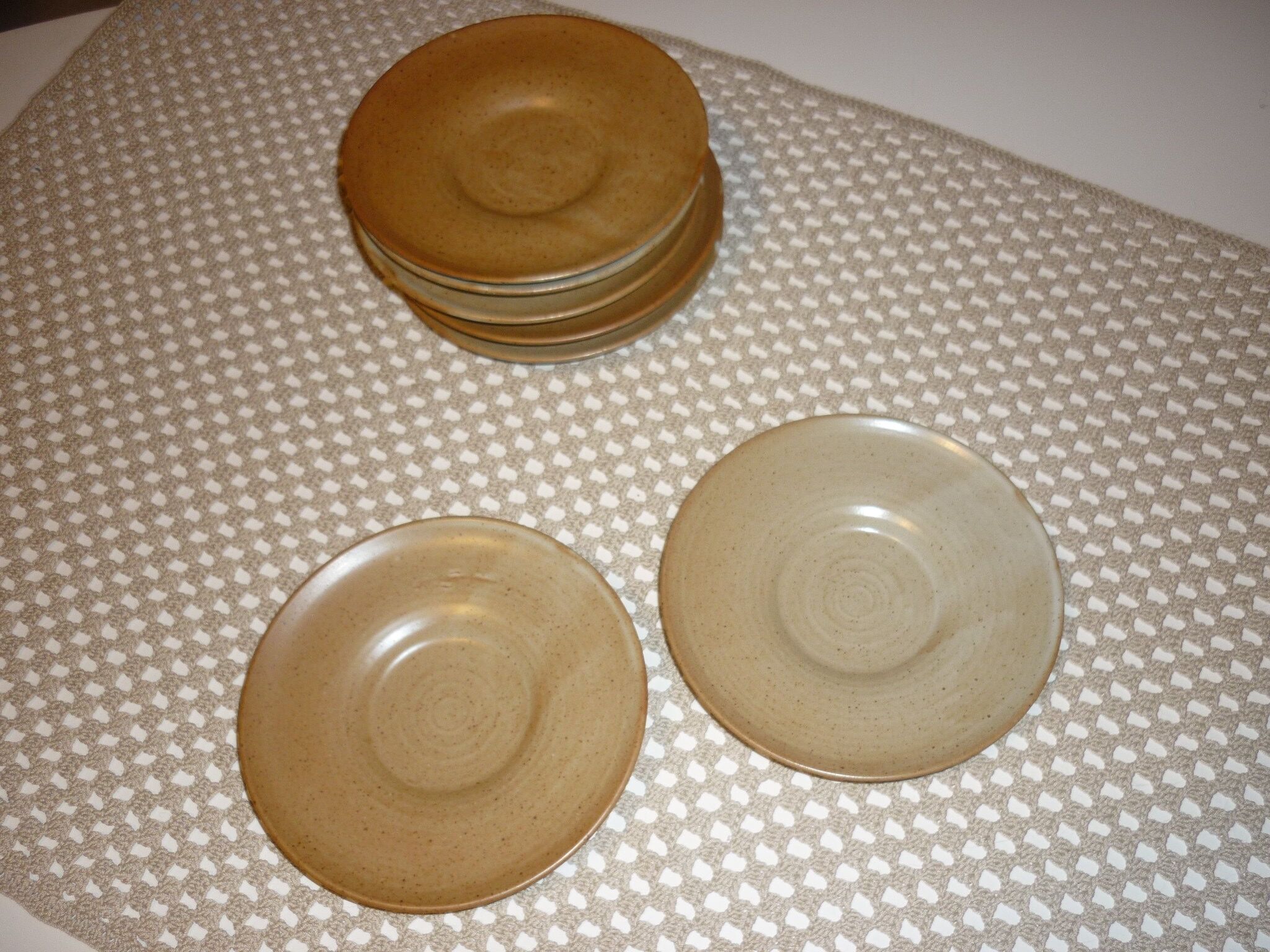 Pair of CNP Village France stoneware saucers