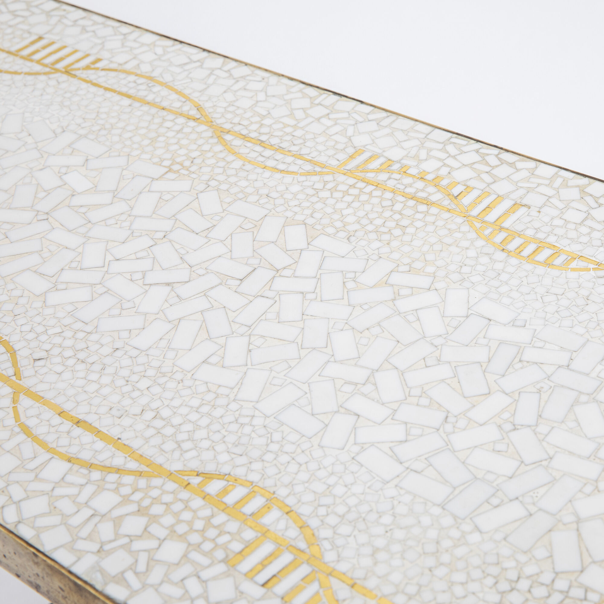 Mosaic & brass coffee table by Berthold Muller