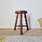 Antique wooden tripod stool - turned leg side table