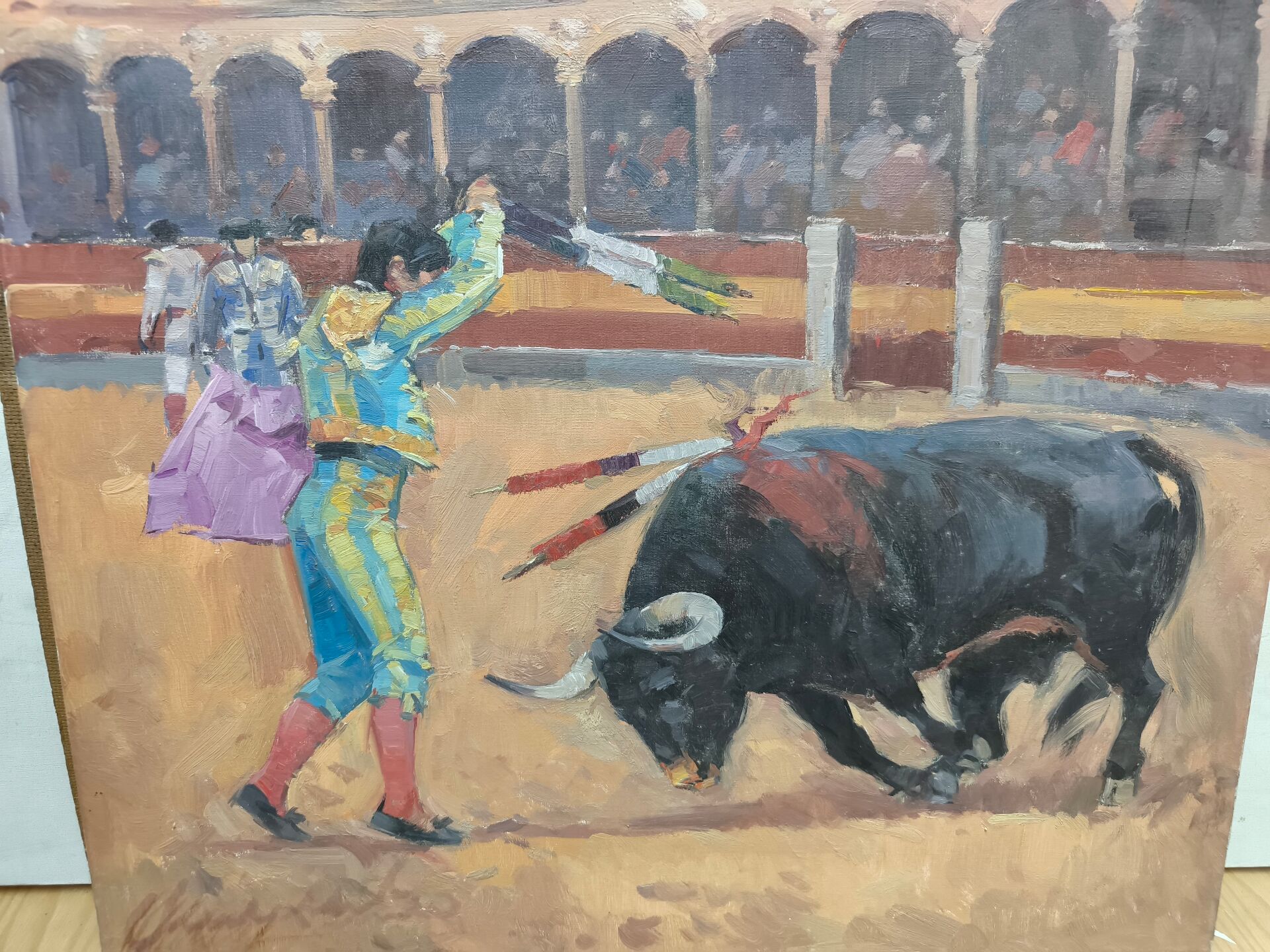 painted bull scene