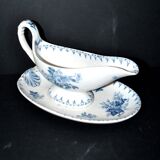 Sarreguemines U&C Flore sauce boat in earthenware with blue flowers