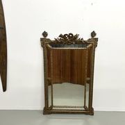 Large antique pediment mirror with mouldings.