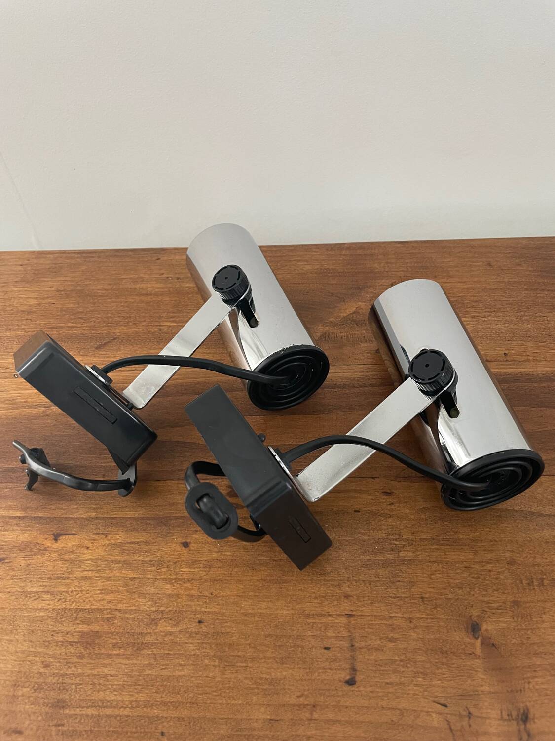 Pair of chrome wall lights/spotlights 80/90