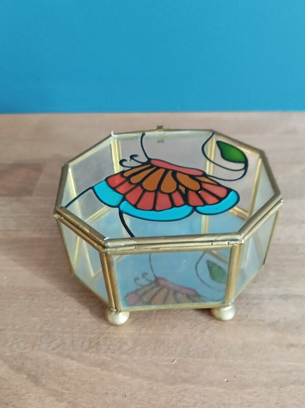 Box jewelry mosaic glass stained glass deco butterfly