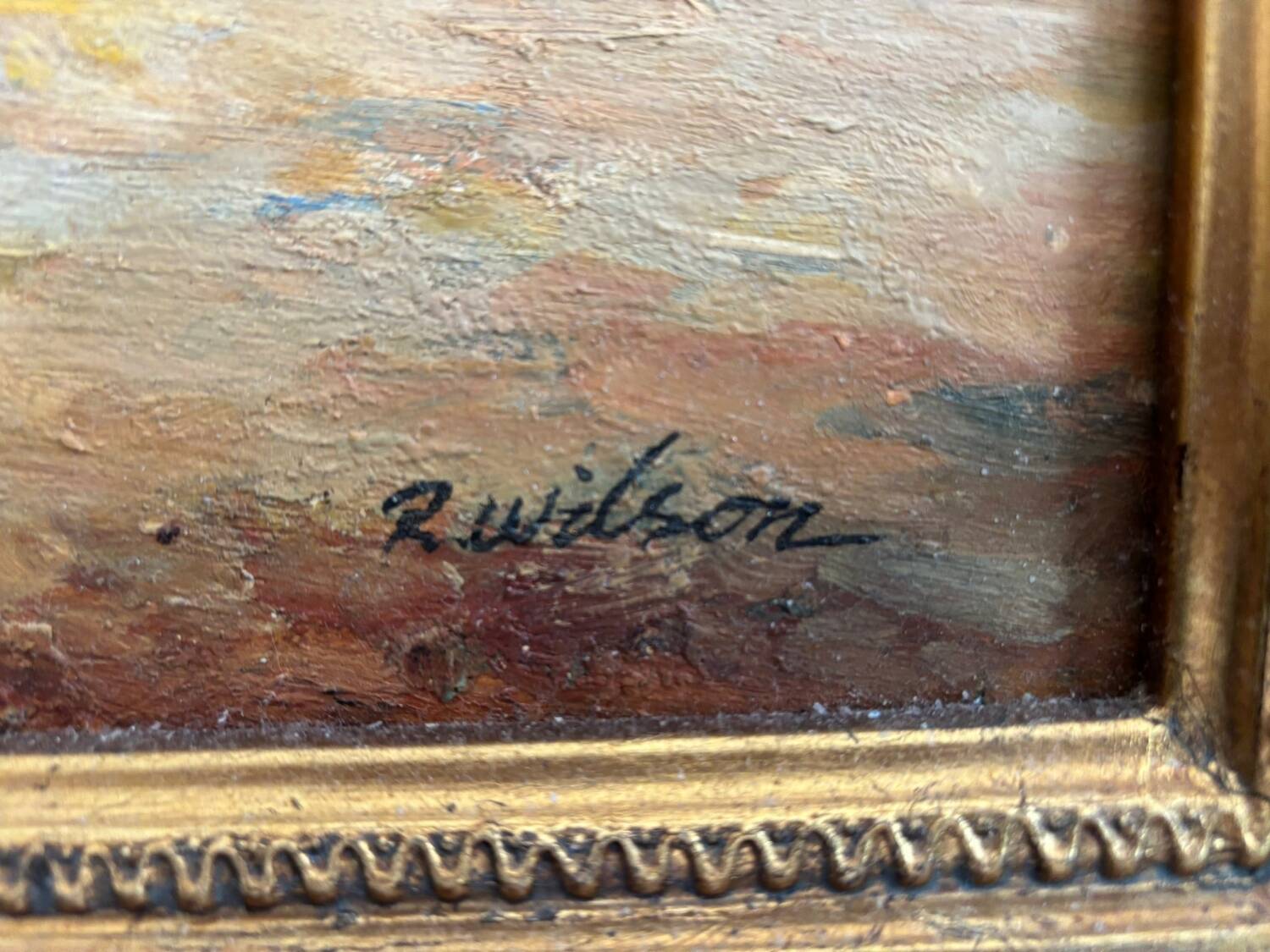 Antique oil painting signed R Wilson, early 20th century