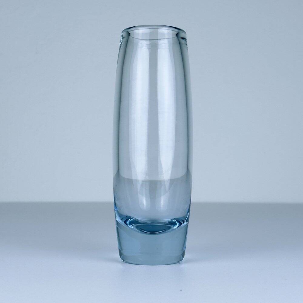 Original blue glass vase by Per Lütken for Holmegaard, Denmark, 1960s.