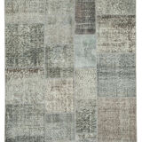 Hand-knotted oriental overdyed 170 cm x 240 cm grey patchwork carpet