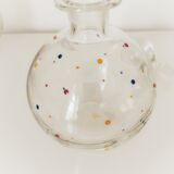 Crystal decanter with colored enamel dots