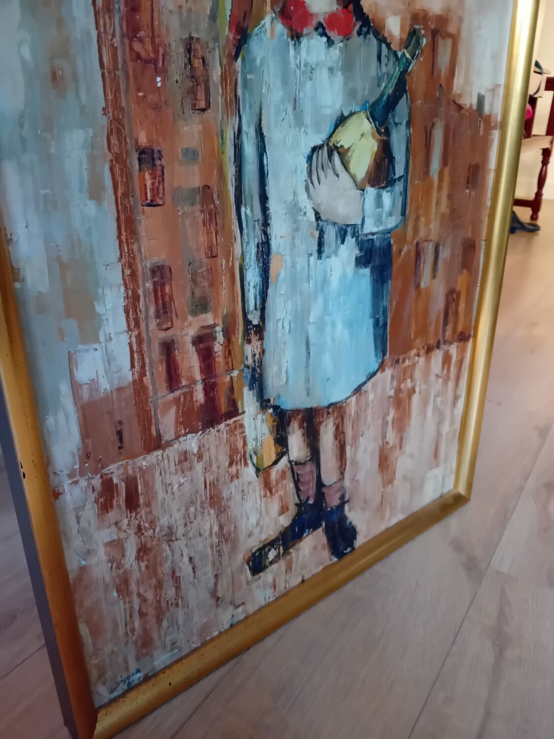 Painting young girl with bottle