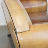 Sheep leather spacious 2-seater Art Deco design sofa from Bart van Bekhoven