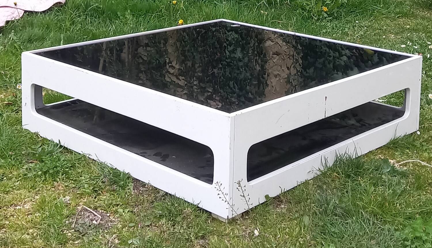 White and black square coffee table