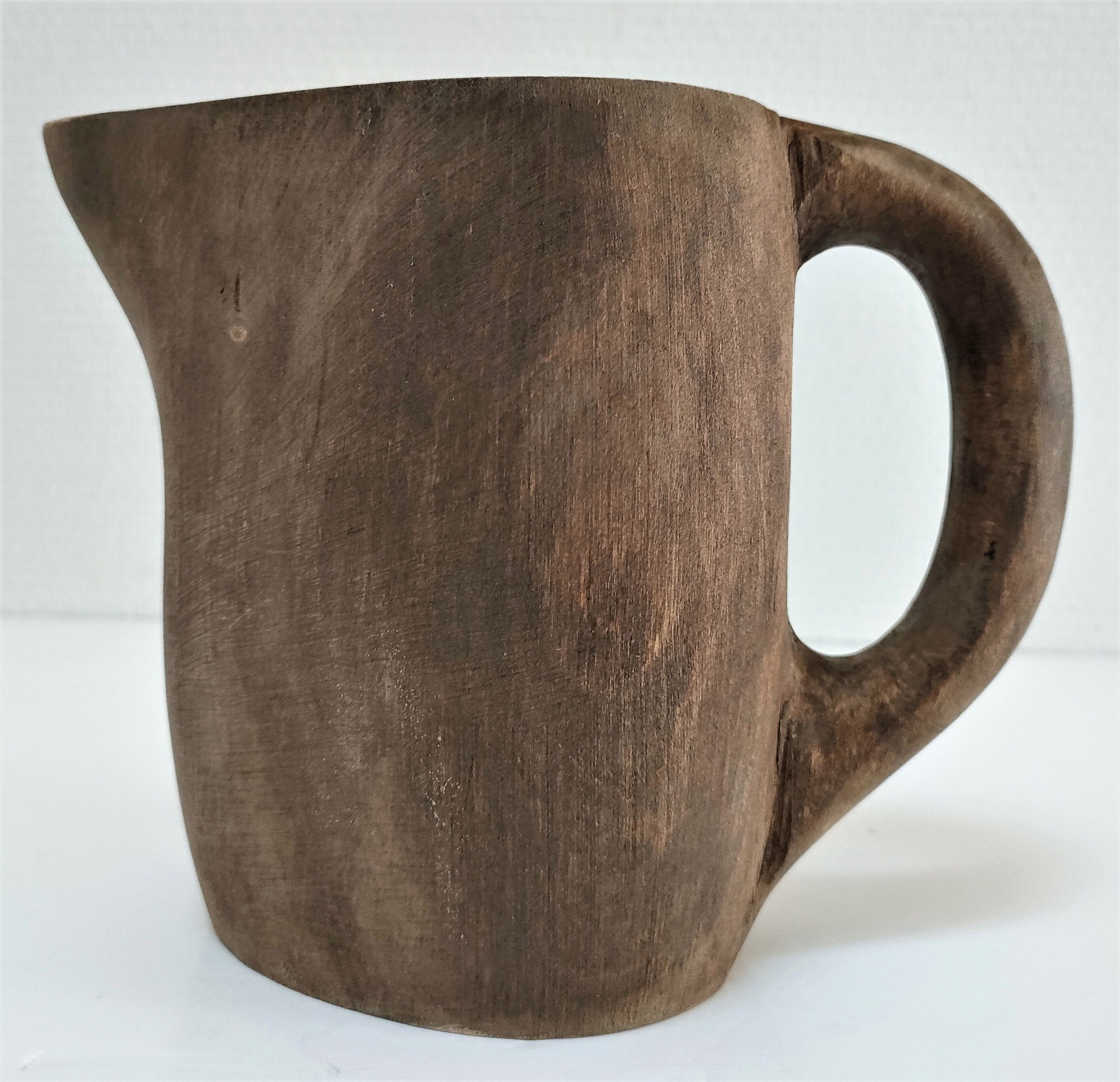 Solid wood pitcher patinated brutalist 60s