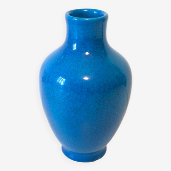 Blue cracked ceramic vase 1930
