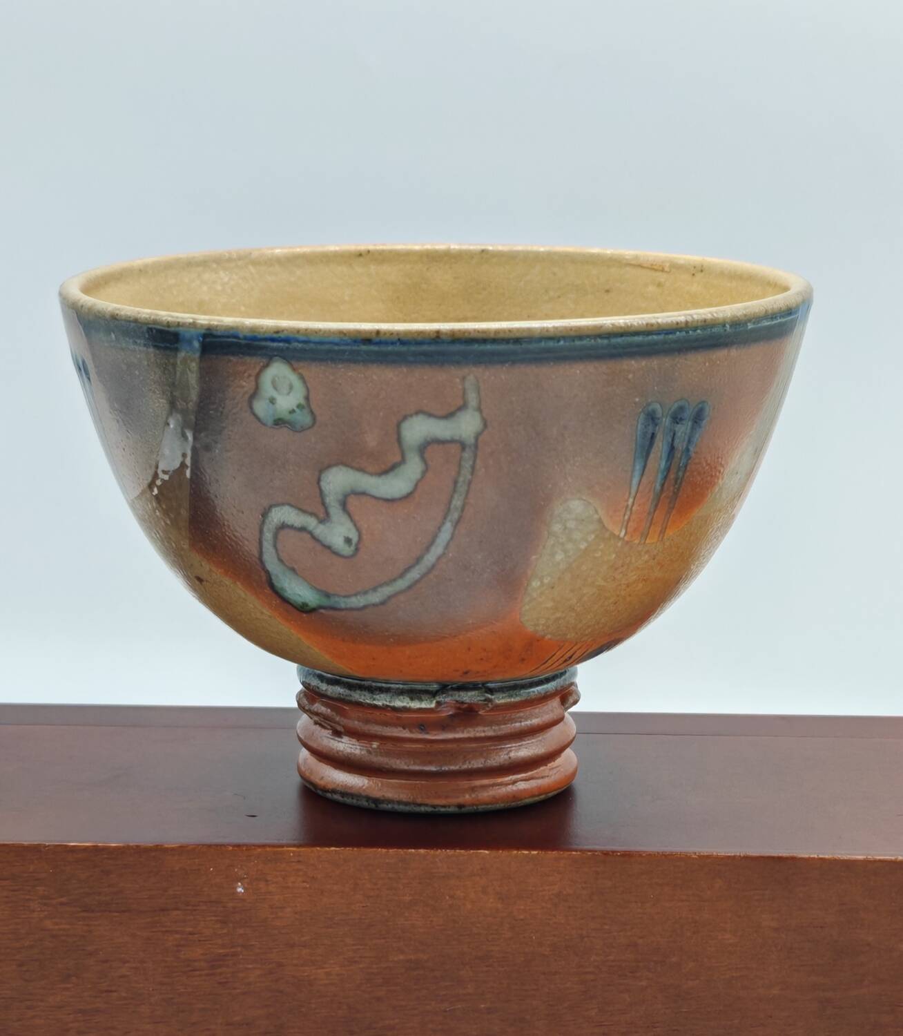 Suzy Atkins Japanese-style bowl on pedestal "the gift of fel"
