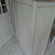 Parisian buffet patinated grey pearl powdery white, wood top waxed finish