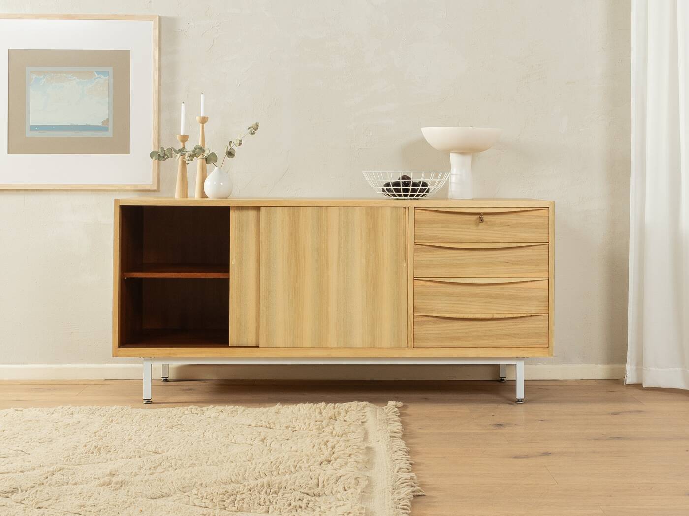 Wonderful partly solid sideboard in Scandinavian style from the 1950s