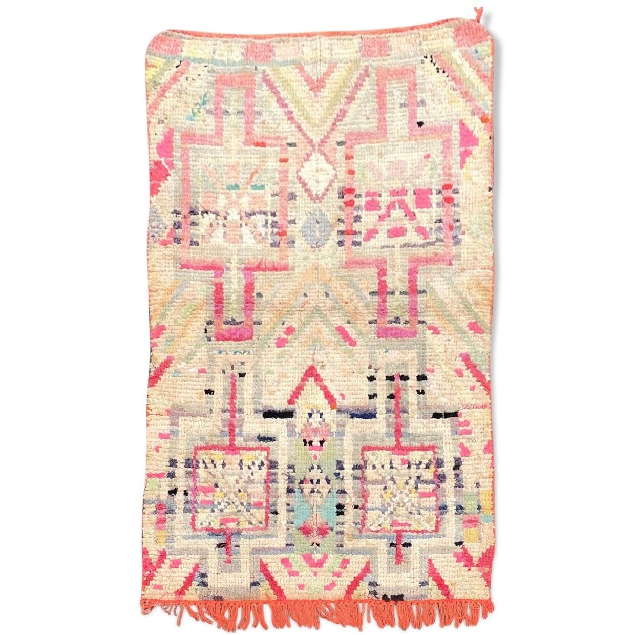 Carpet berbere boucherouite vintage 90×160 cm