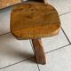 Tabouret tripode brutaliste bois Olivier design 50/60