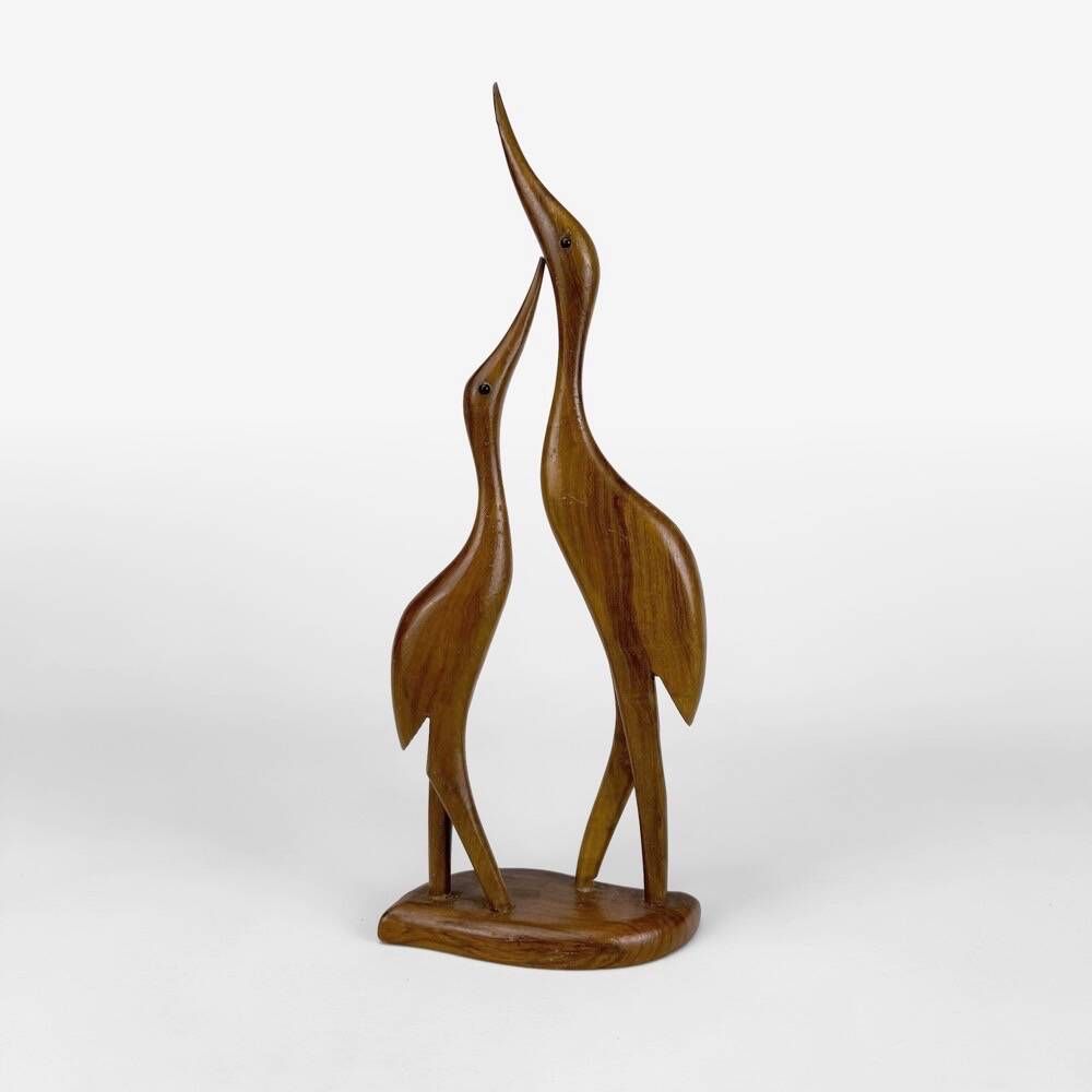 Sculpture of a couple of ibises in teak from the 60s