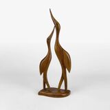 Sculpture of a couple of ibises in teak from the 60s